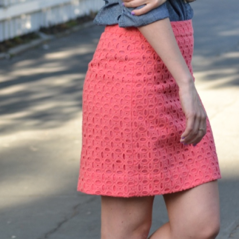J. Crew Eyelet Pink Skirt